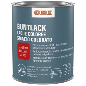 Barattolo OBI smalto colorato PU giallo zinco lucido 375 ml. Vernice acrilica a base d'acqua, resistente per varie superfici.