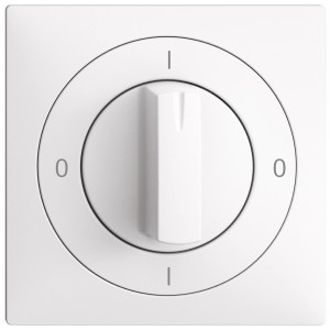 Interrupteur rotatif Feller EdizioDue, Schéma 0/1L, blanc. Interrupteur apparent avec bouton et marquages 0 et I.