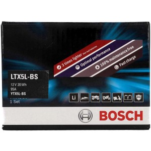 Batterie moto Bosch LI-ION 20 Wh / LTX5L-BS en boîte. Accessoire électrique auto.
