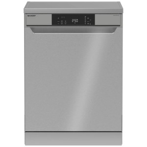 Lave-vaisselle pose libre Sharp QW-NA1CF47DS-CH, argenté, 60 cm de large.