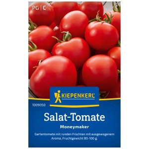 Graines de tomates à salade Kiepenkerl Moneymaker avec des tomates rouges et rondes.