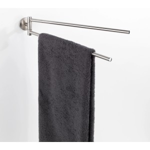 Wenko Porta asciugamani Cuba a 2 bracci, opaco, in fusione di zinco con asciugamano grigio.