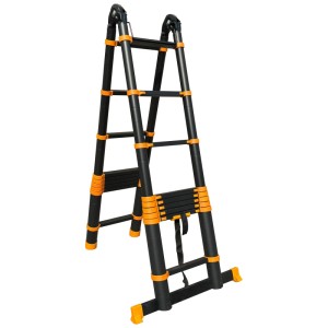 Scala telescopica Multi YY-MT560, alluminio, nero/arancio, 5,6 m, come scala a pioli o a cavalletto