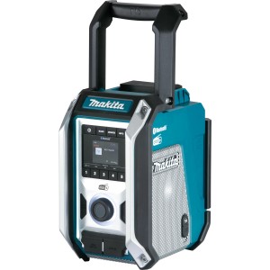 Radio da cantiere a batteria Makita DMR115 con Bluetooth, DAB+ e design robusto per cantieri.
