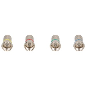Schwaiger Connecteurs F 7 mm, 4 pièces, avec marquages colorés pour câbles d'antenne.
