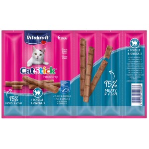 Vitakraft Cat Stick Classic Platessa, 6 pezzi. Snack per gatti con pesce e Omega 3 per una pelle sana.