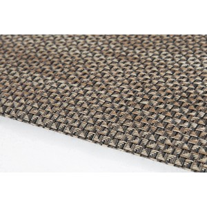 Gros plan : Tapis de couloir beige foncé (50x150 cm) avec texture tissée.