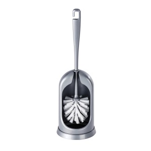 Ensemble WC Wenko Standard gris avec brosse et support.