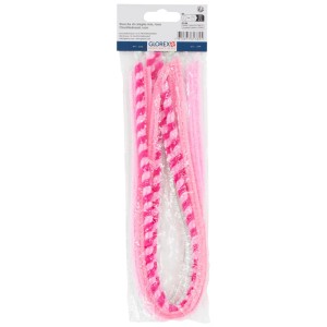 Glorex Biegeplüsch-Set Chenilledraht in Rosatönen, gestreift & glitzernd, 10 Stück. Bastelmaterial.