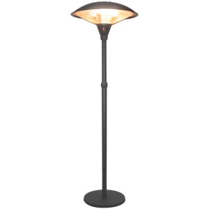 Chauffage de terrasse électrique noir Sonnenkönig avec hauteur réglable.