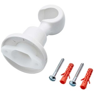 Support de douchette Diaqua blanc avec vis et chevilles pour montage dissimulé.