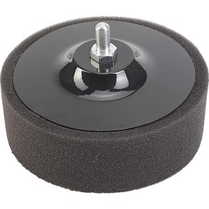 Éponge à polir LUX Ø 120 mm pour perceuse, idéale pour polir les métaux et les tôles.