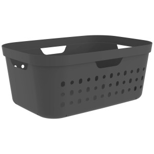 Cesto portabiancheria Rotho Jona antracite, 39 l, in plastica con fori di ventilazione e maniglie.