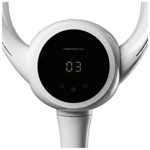 Weisser Kibernetik Bladeless Ventilator TSV90: Detailansicht des Bedienfelds mit digitalem Display, Stufe 03 und Touch-Steuerung.