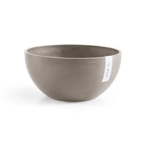 Pot de fleurs Ecopots Brussels, gris-brun, 25x12 cm. Pot rond pour intérieur et extérieur.