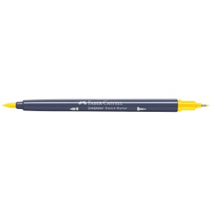 Pennarello da schizzo Faber-Castell Goldfaber giallo cadmio 107 con punta a pennello e fineliner.