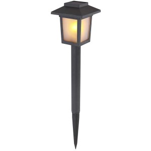 Schwarze Globo LED Solar-Wegeleuchte, 10-flammig, 3er Set, mit Erdspieß.