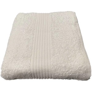 Asciugamano da doccia bianco in cotone piegato, 70x140 cm, asciugamano in spugna.