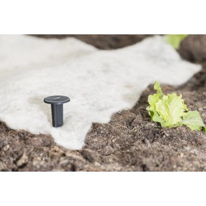 Supporto Windhager nero per fissare il tessuto non tessuto nelle aiuole rialzate.