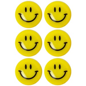 I Am Creative Magnete, 8 gelbe Smiley Magnete (ø 2 cm) für Whiteboards, Magnettafeln und Pinnwände.