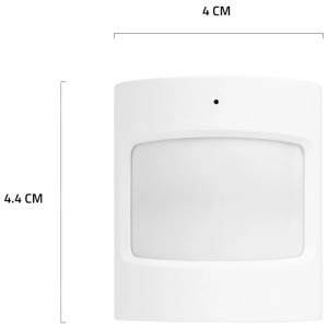Hombli Bewegungsmelder Bluetooth, PIR Sensor in Weiß, Nahansicht mit Größenangaben.