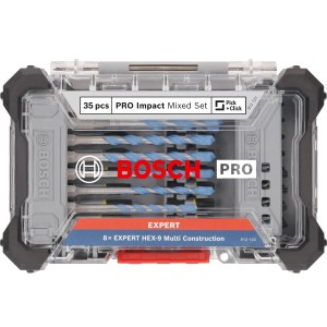 Set Bosch Pro Impact con inserti per avvitatura e punte multiple, 35 pezzi in valigetta.