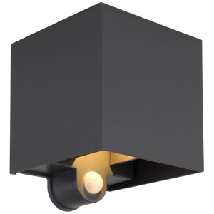 Applique murale d'extérieur LED Globo Veronika anthracite avec détecteur de mouvement.