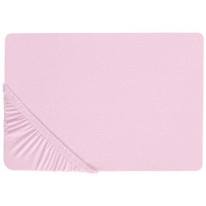 Lenzuolo con angoli Beliani Janbu, 140x200 cm, rosa pastello, cotone con elastico.
