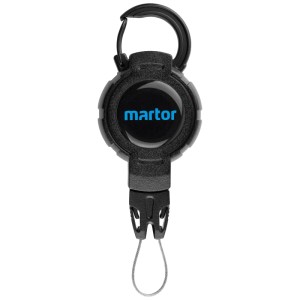 Martor Tool-Retractor n. 9960 nero in plastica con moschettone e cavo in acciaio.