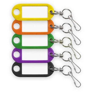 Lot de 5 porte-clés avec mousqueton, couleurs assorties.