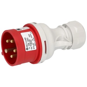 Prise CEE, 5 pôles, IP44, gris-rouge, 400 V/16 A pour raccordement d'appareil.