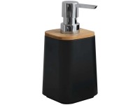 MSV Seifenspender Kamla Kunststoff Schwarz matt Bambus 300 ml