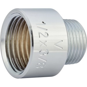 Réducteur fileté en laiton chromé, 16,7 mm x 18,6 mm, pour chauffage et eau potable.