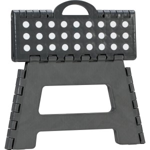 Sgabello pieghevole antracite con maniglia per casa, giardino e garage.