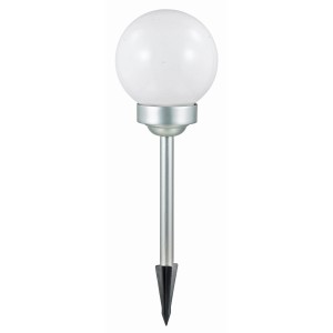 Lampada solare Bojano bianca a sfera con picchetto, Ø 20 cm, LED per il giardino.