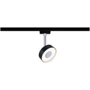 Paulmann URail Spot Circle, nero opaco/cromo, su sistema a binario. Luce LED con luce bianca calda.