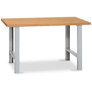 Kraftwerk Banco da lavoro Modular 1500 con piano in faggio e gambe grigie, 84x70x150 cm.