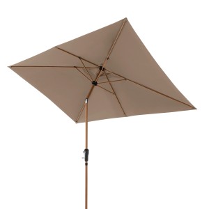 Doppler Ombrellone a manovella Life Wood, 300x200 cm, Greige. Ombrellone rettangolare da balcone con effetto legno e manovella.