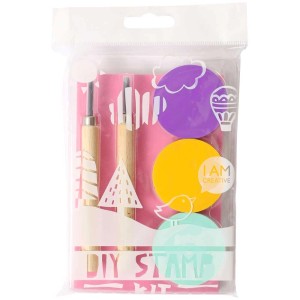 DIY Stempel-Schnitzset, 6-teilig, mit Stempelplatten, Messern zum Basteln eigener Stempel.