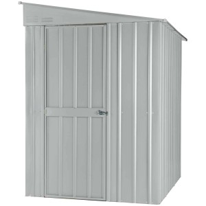 Abri de jardin argenté M-Schuppen 5x8 avec porte coulissante et dispositif pour cadenas.