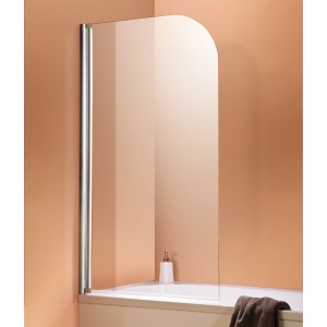 Pare-baignoire pivotant en verre Breuer Fara 5 avec cadre argenté, servant de protection contre les éclaboussures.