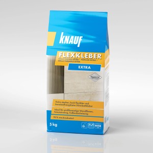Knauf Bau- & Fliesenkleber Grau, 5 kg Sack, Flexkleber für keramische Fliesen.