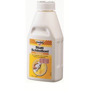 Molto Statt Schleifen Kraftlöser 500ml in weißer Kunststoffflasche. Ideal zum Aufrauen von Altlacken.