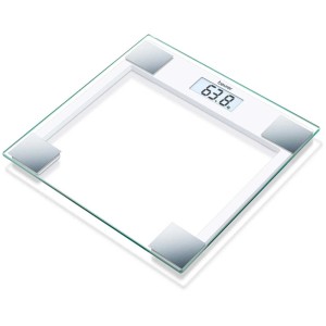 Pèse-personne Beurer GS 14 avec surface en verre et affichage numérique.