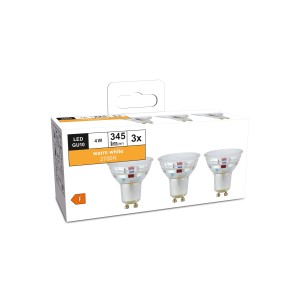 3er Set GU10 LED-Leuchtmittel, 4W, warmweiß (2700K), 345 Lumen, 5,3x5cm (H x Ø).