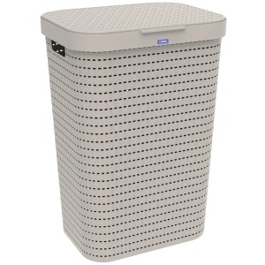 Cesto portabiancheria Rotho Country, 55 l, cappuccino, con struttura in rattan e coperchio.