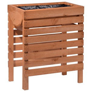 Carré potager surélevé en bois Bernstein avec film, 58x71x36cm, pour jardin, balcon ou terrasse.