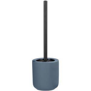 Wenko Set WC Avellino bleu avec manche noir. Brosse WC en céramique pour la salle de bain.