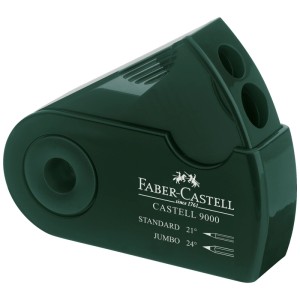 Grüne Faber-Castell Doppelspitzdose Castell 9000 für Standard- und Jumbo-Stifte.