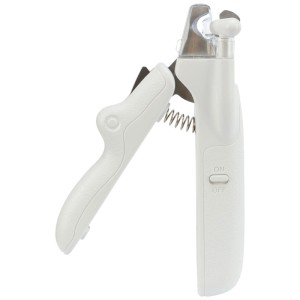 Tagliaunghie Trixie con LED, bianco, 15 cm. Cura delle zampe del cane con luce e lima.
